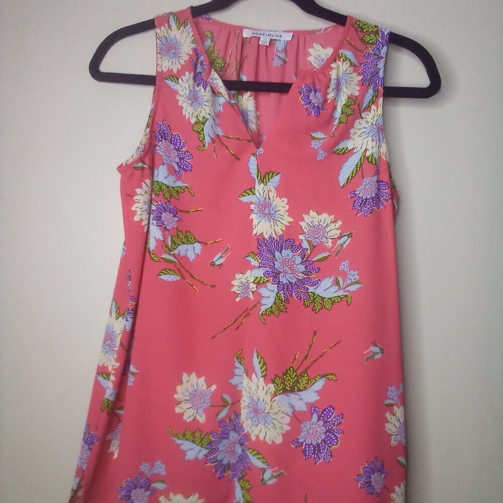Rose & Olive Blouse Shirt XS Women Sleeveless Floral Print Colorful - Picture 16 of 16